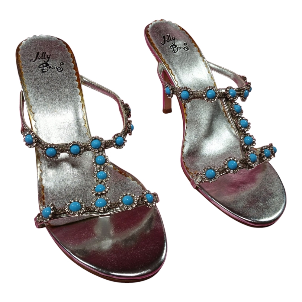 Jelly Beans Silver and Blue Women's Sandals